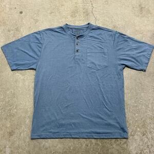 Stanley Henley Plain Blue Pocket T Shirt